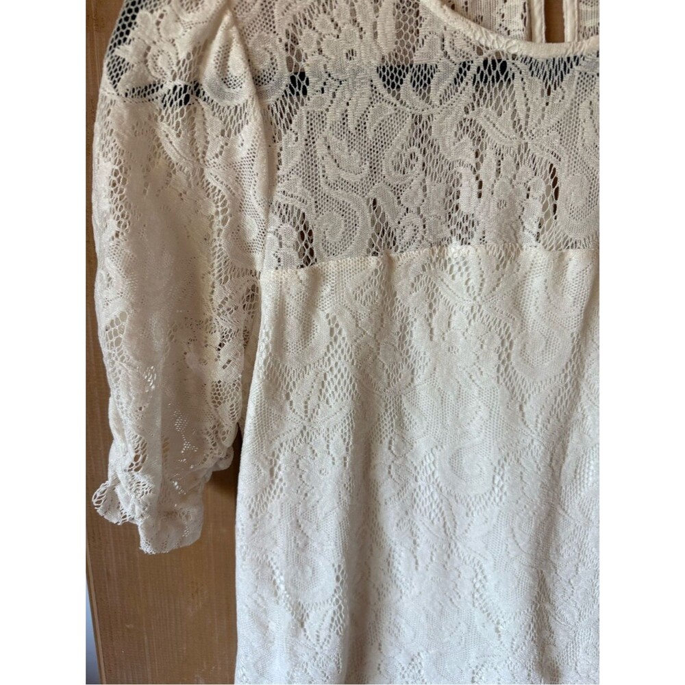 Anthropologie Cottagecore White Lace Puff Sleeve Top Like New Small - Picture 5 of 10